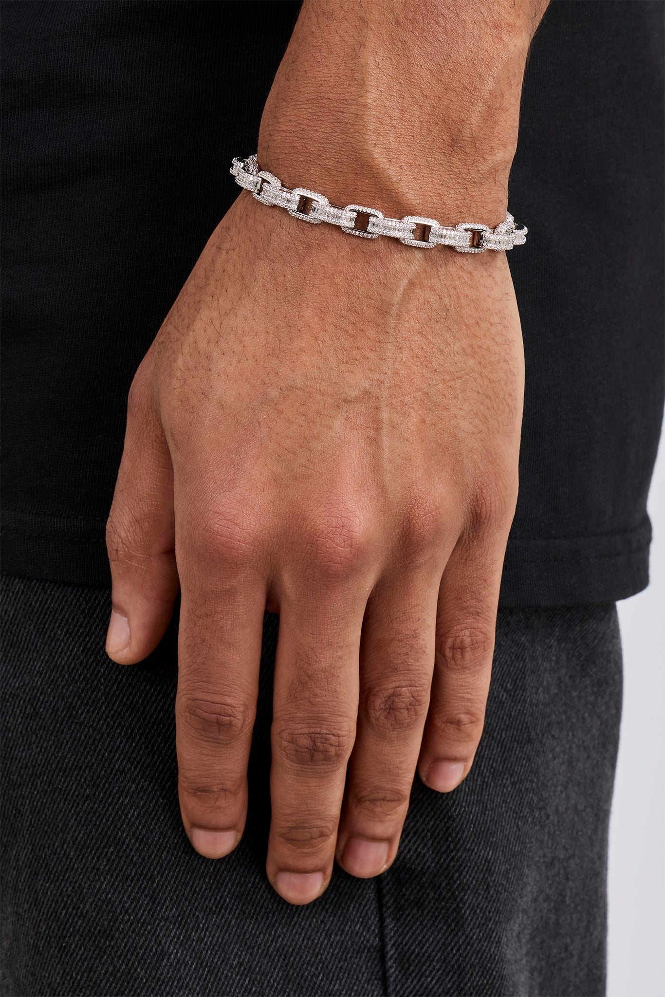 Iced Baguette Link Armband - 6 mm